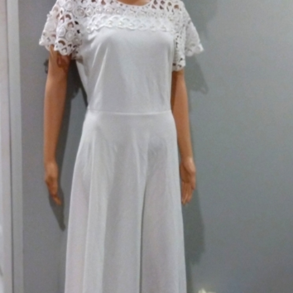 Jessica Taylor NYC White Pearl Maxi Dress